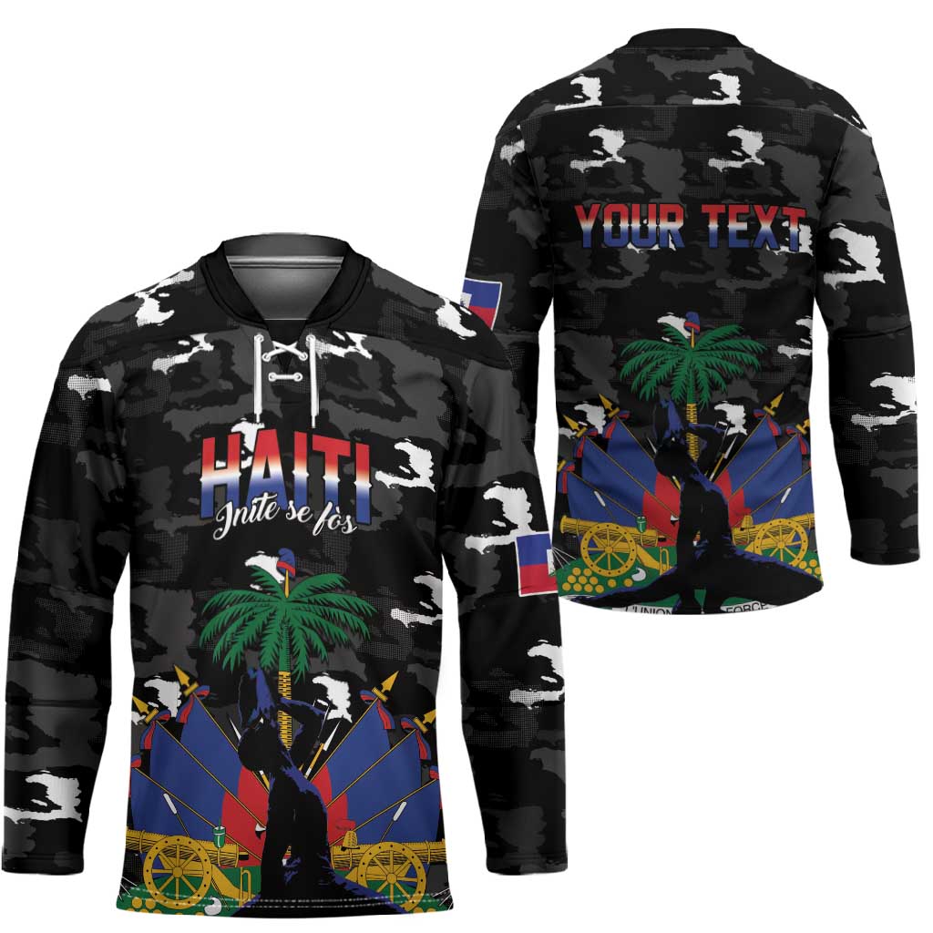 Personalized Haiti Map Camouflage Hockey Jersey Unique Style - African Pride