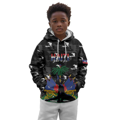 Personalized Haiti Map Camouflage Kid Hoodie Unique Style - African Pride