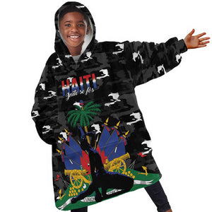 Personalized Haiti Map Camouflage Kid Wearable Blanket Hoodie Unique Style - African Pride