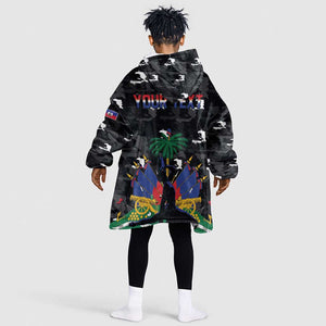 Personalized Haiti Map Camouflage Kid Wearable Blanket Hoodie Unique Style - African Pride