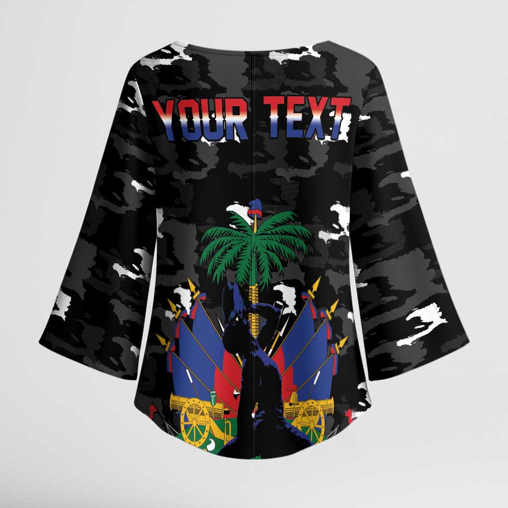 Personalized Haiti Map Camouflage Kimono Sleeve Blouse Unique Style - African Pride
