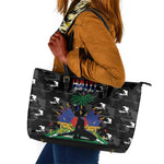 Haiti Map Camouflage Leather Tote Bag Unique Style - African Pride