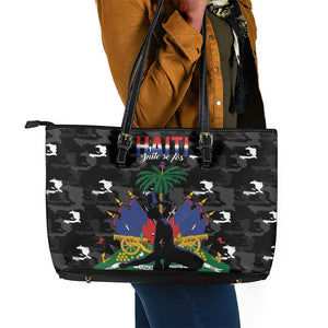 Haiti Map Camouflage Leather Tote Bag Unique Style - African Pride