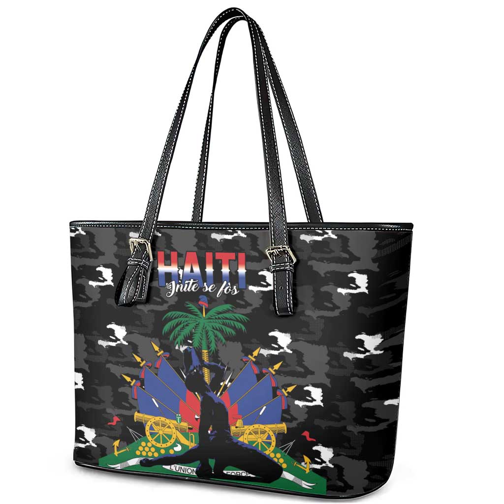 Haiti Map Camouflage Leather Tote Bag Unique Style - African Pride