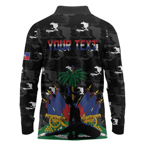 Personalized Haiti Map Camouflage Long Sleeve Polo Shirt Unique Style - African Pride