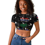 Personalized Haiti Map Camouflage Raglan Cropped T shirt Unique Style - African Pride