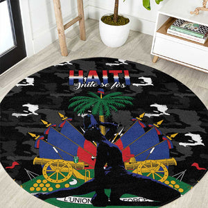 Haiti Map Camouflage Round Carpet Unique Style - African Pride