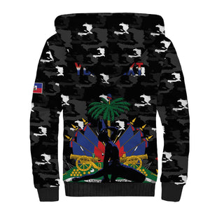 Personalized Haiti Map Camouflage Sherpa Hoodie Unique Style - African Pride