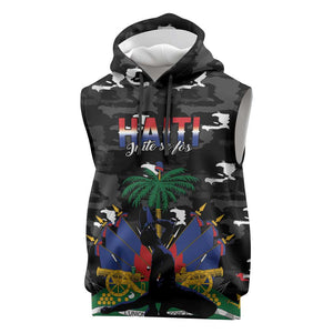 Personalized Haiti Map Camouflage Sleeveless Hoodie Unique Style - African Pride