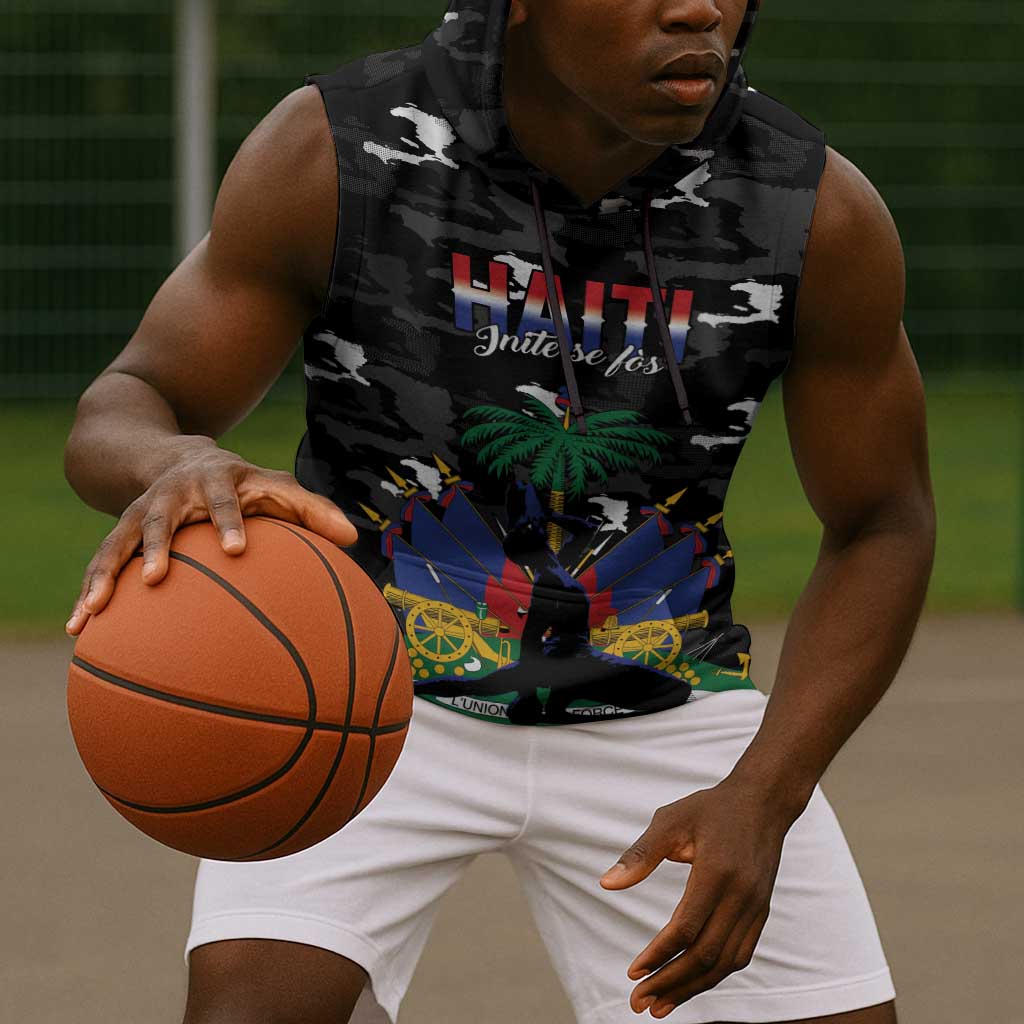 Personalized Haiti Map Camouflage Sleeveless Hoodie Unique Style - African Pride