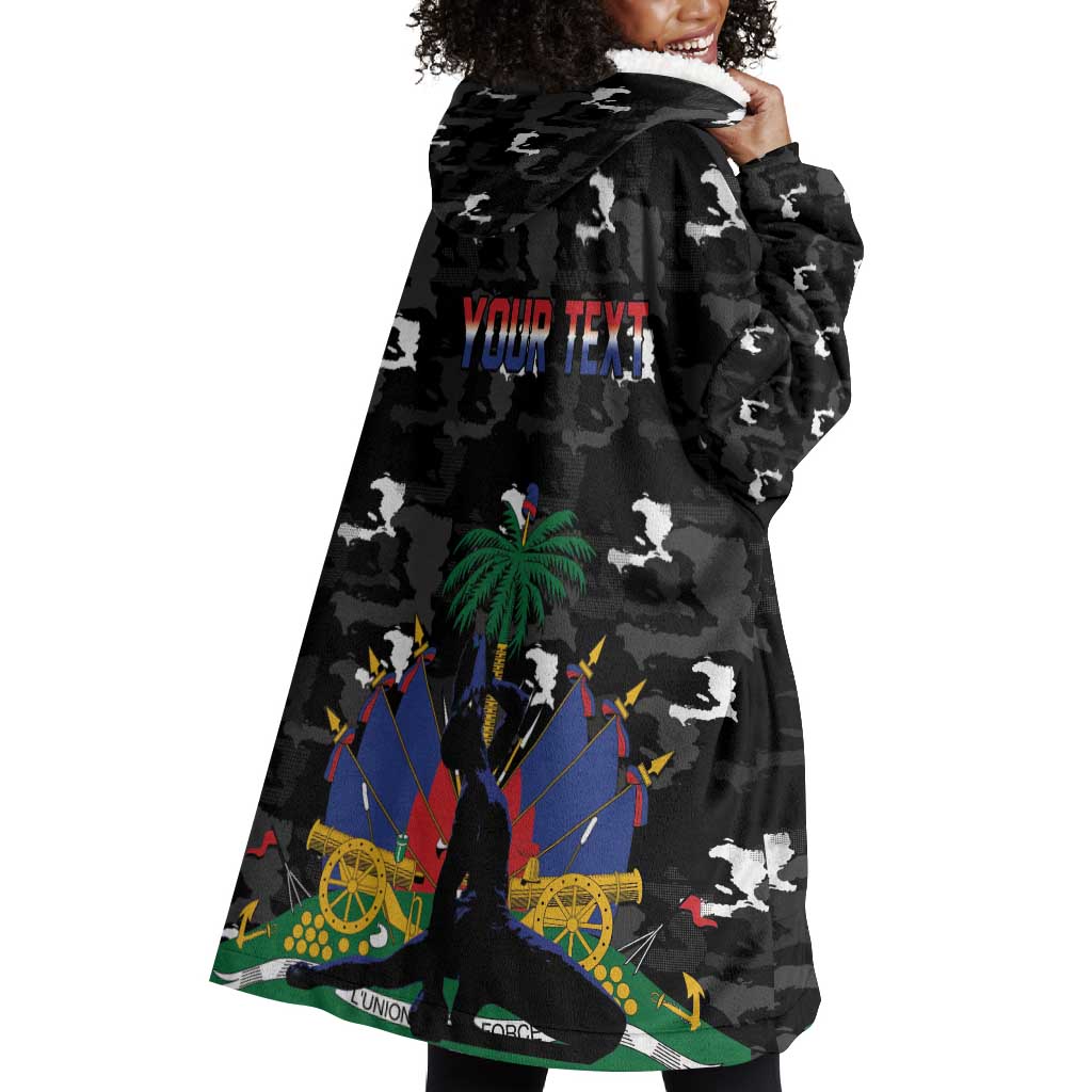 Personalized Haiti Map Camouflage Wearable Blanket Hoodie Unique Style - African Pride