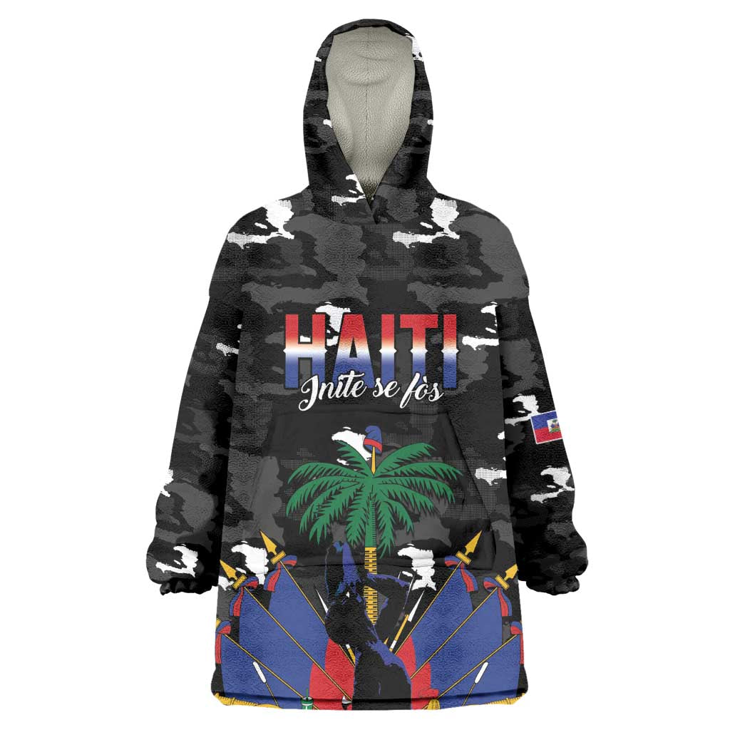 Personalized Haiti Map Camouflage Wearable Blanket Hoodie Unique Style - African Pride