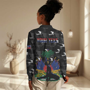 Personalized Haiti Map Camouflage Women Casual Shirt Unique Style - African Pride