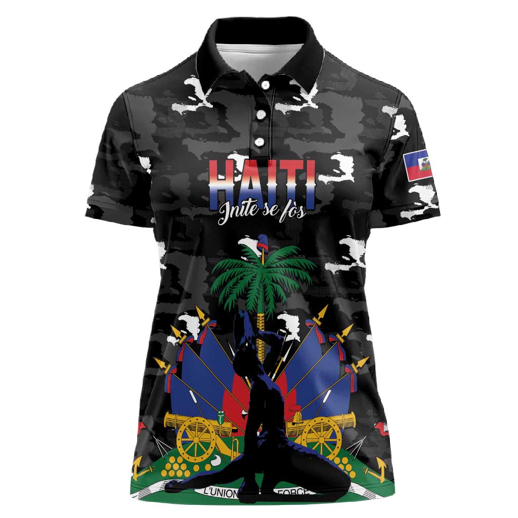 Personalized Haiti Map Camouflage Women Polo Shirt Unique Style - African Pride