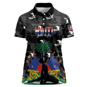 Personalized Haiti Map Camouflage Women Polo Shirt Unique Style - African Pride