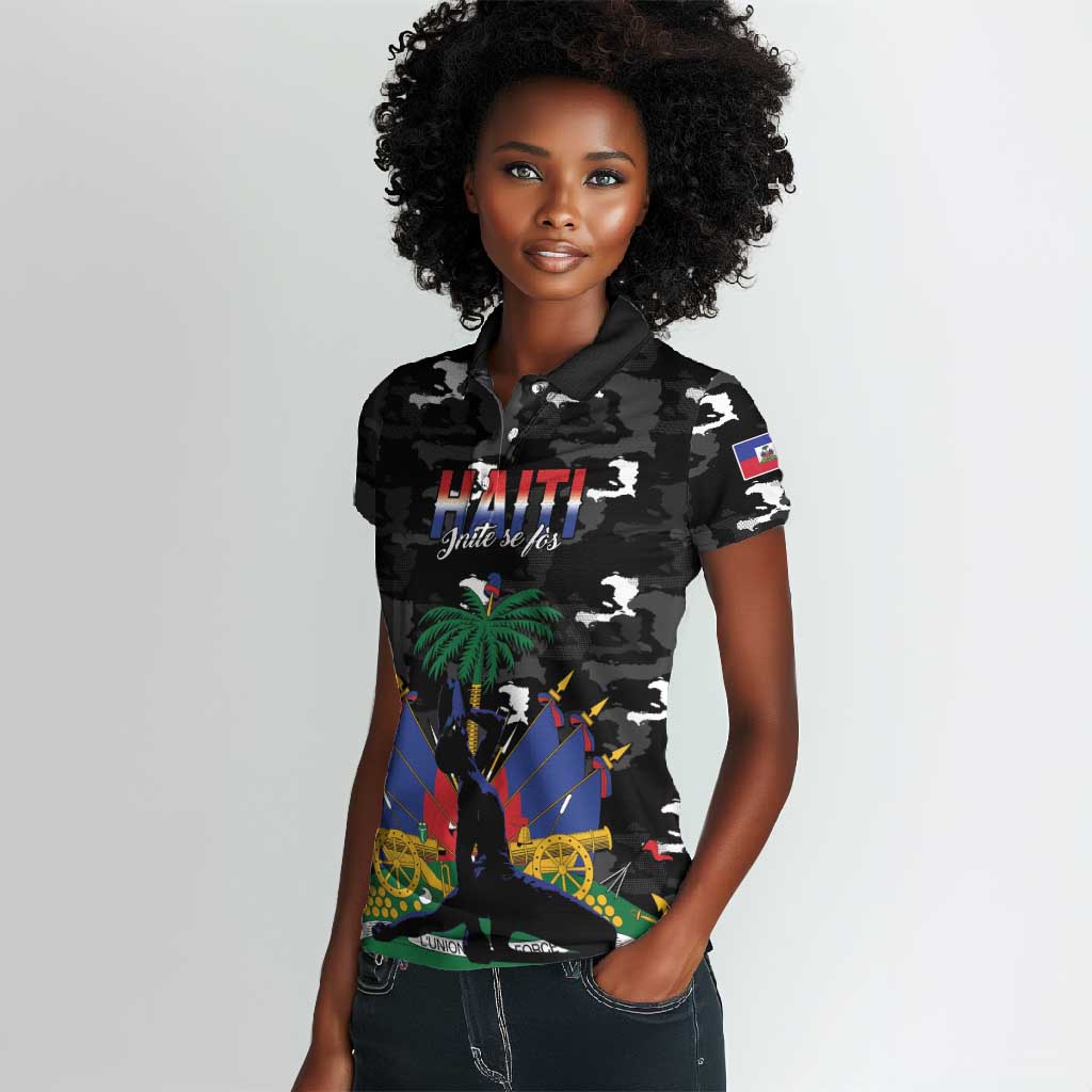 Personalized Haiti Map Camouflage Women Polo Shirt Unique Style - African Pride