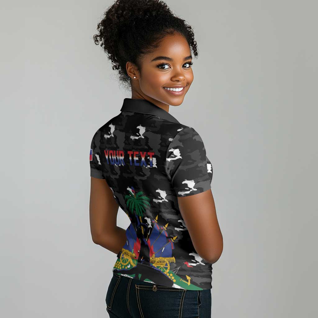Personalized Haiti Map Camouflage Women Polo Shirt Unique Style - African Pride