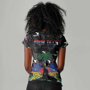 Personalized Haiti Map Camouflage Women V-Neck T-Shirt Unique Style - African Pride
