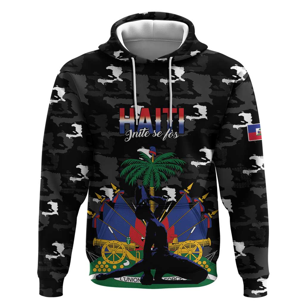 Personalized Haiti Map Camouflage Zip Hoodie Unique Style - African Pride