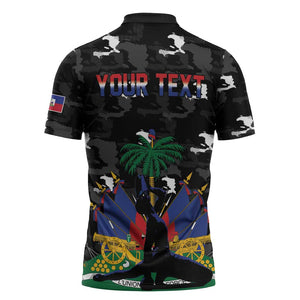 Personalized Haiti Map Camouflage Zipper Polo Shirt Unique Style - African Pride