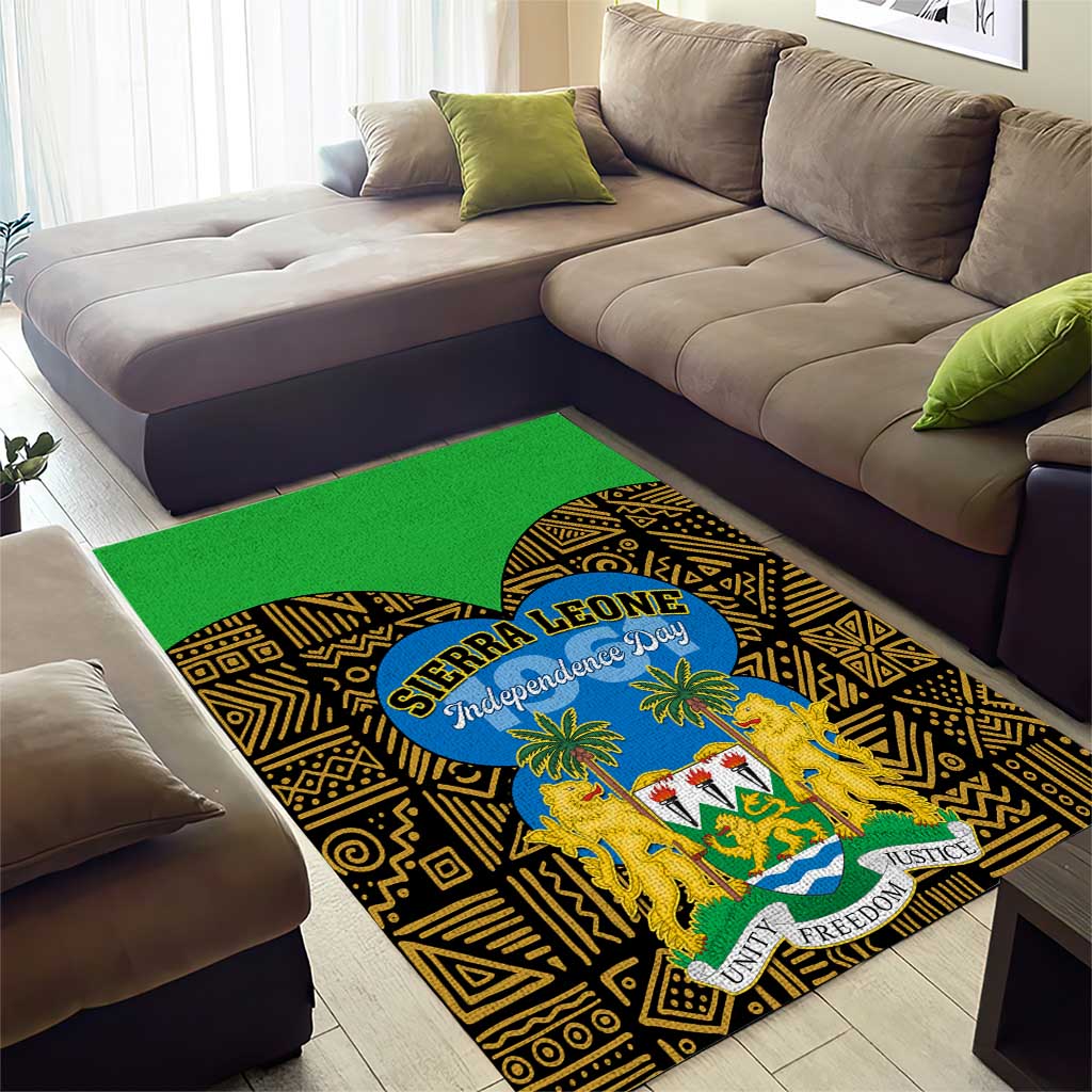 Sierra Leone Independence Day 2024 Area Rug Happy 63rd Anniversary African Pattern