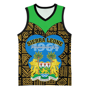 Sierra Leone Independence Day 2024 Basketball Jersey Happy 63rd Anniversary African Pattern - African Pride