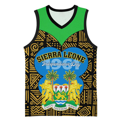 Sierra Leone Independence Day 2024 Basketball Jersey Happy 63rd Anniversary African Pattern - African Pride
