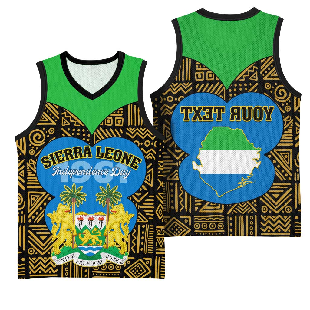 Sierra Leone Independence Day 2024 Basketball Jersey Happy 63rd Anniversary African Pattern - African Pride
