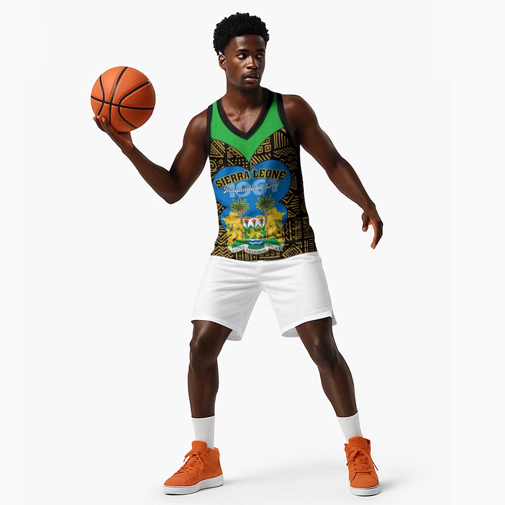 Sierra Leone Independence Day 2024 Basketball Jersey Happy 63rd Anniversary African Pattern - African Pride