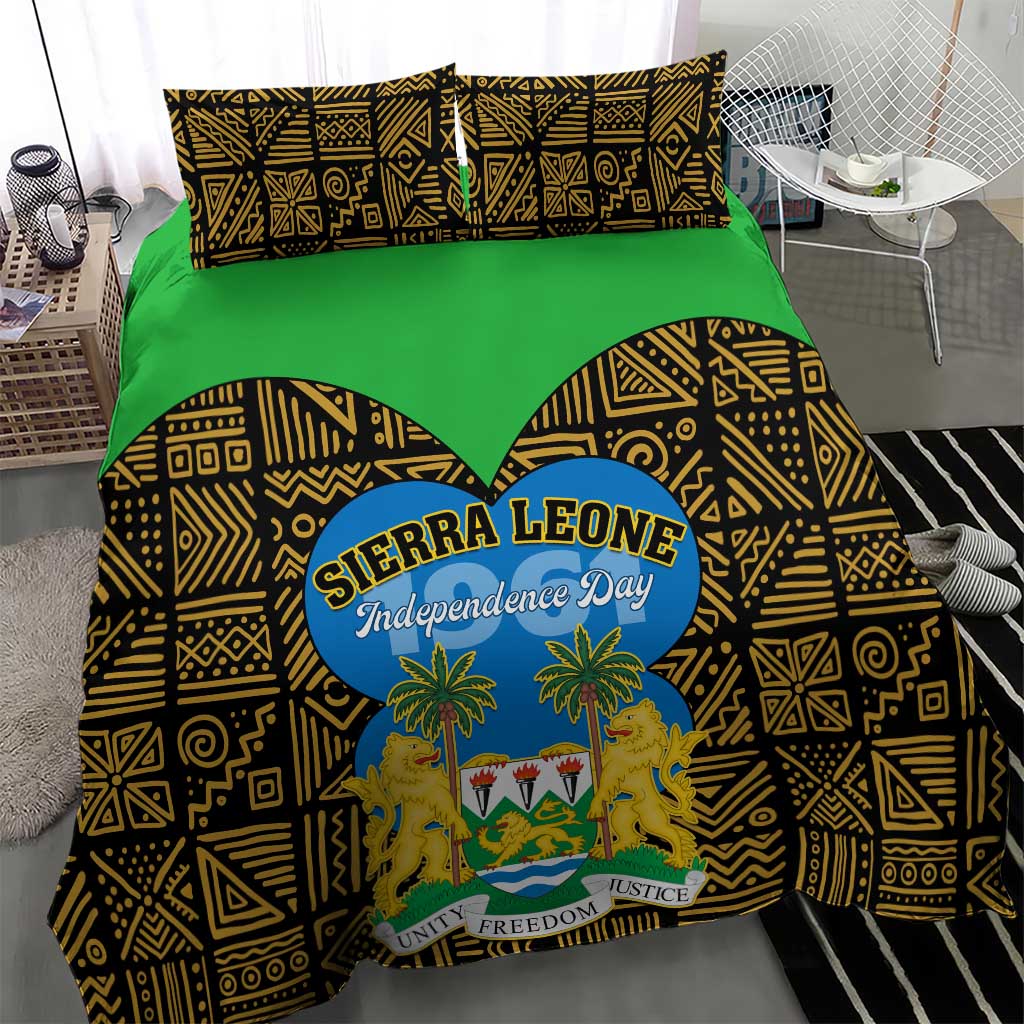 Sierra Leone Independence Day 2024 Bedding Set Happy 63rd Anniversary African Pattern