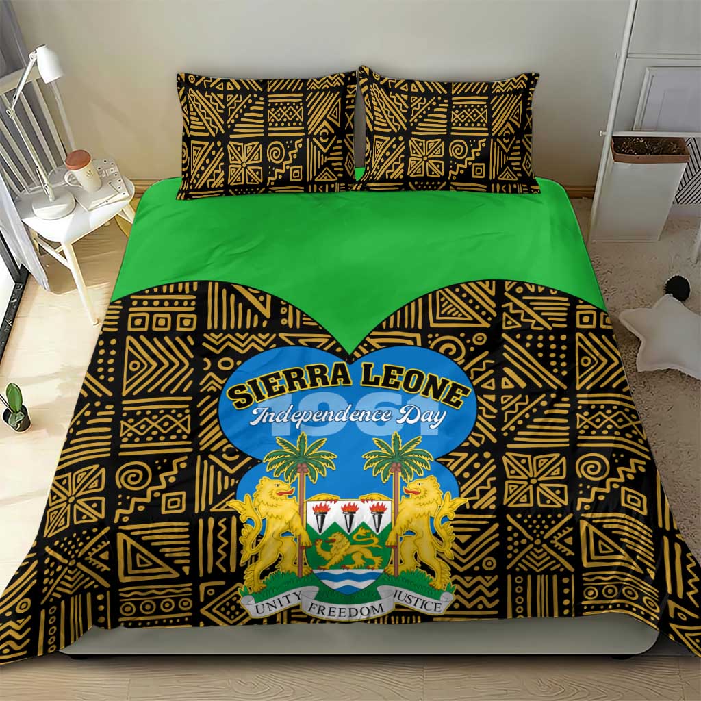 Sierra Leone Independence Day 2024 Bedding Set Happy 63rd Anniversary African Pattern