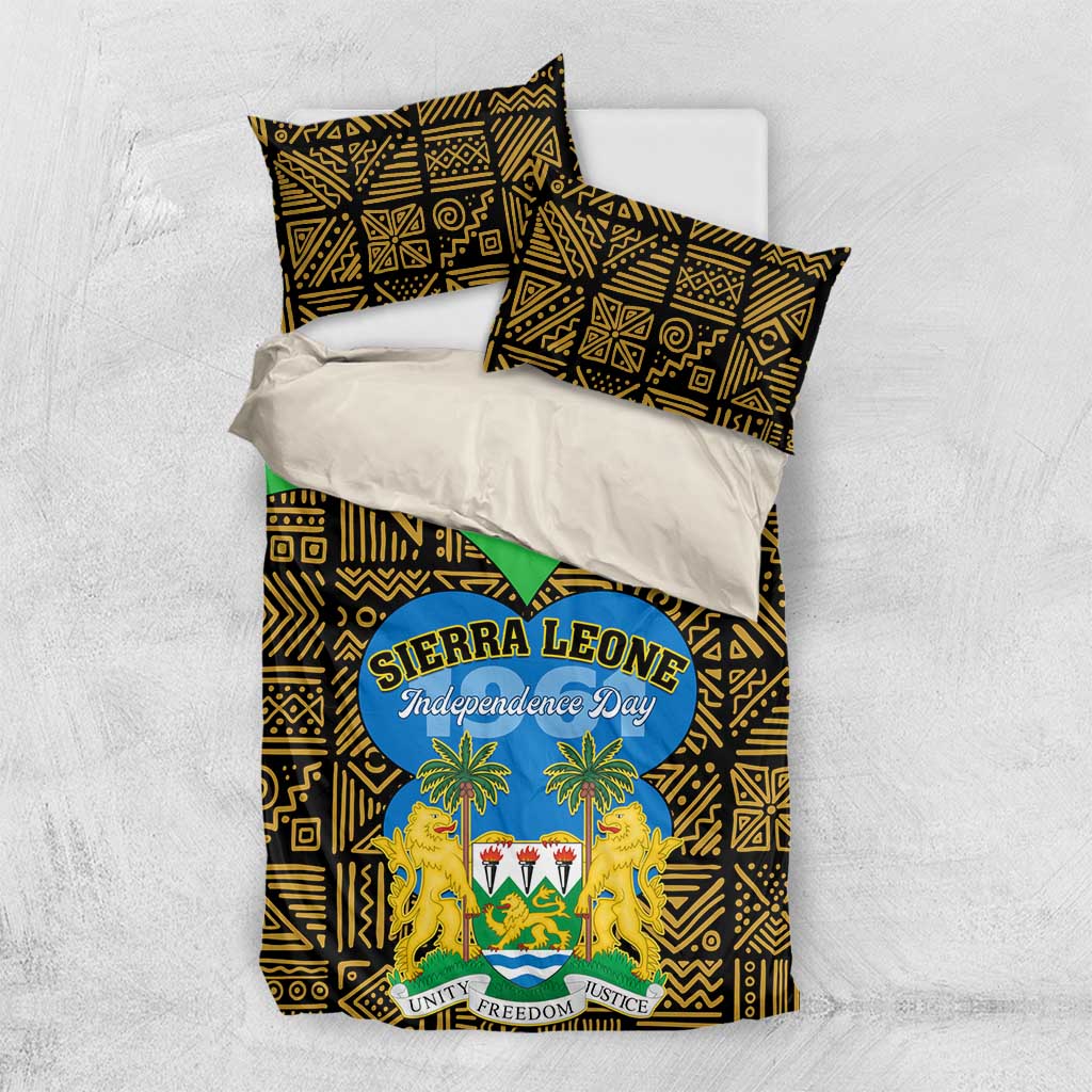 Sierra Leone Independence Day 2024 Bedding Set Happy 63rd Anniversary African Pattern