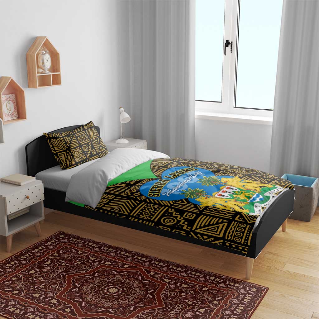 Sierra Leone Independence Day 2024 Bedding Set Happy 63rd Anniversary African Pattern