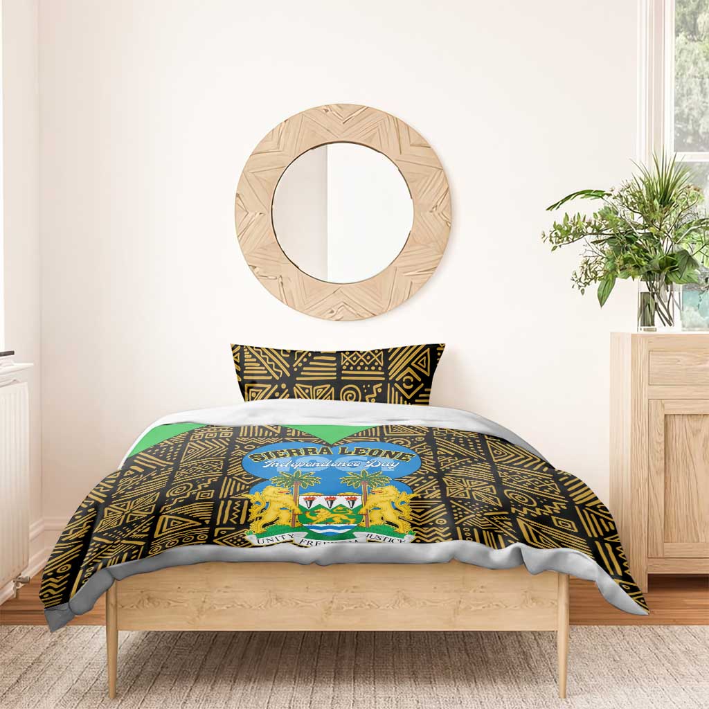 Sierra Leone Independence Day 2024 Bedding Set Happy 63rd Anniversary African Pattern