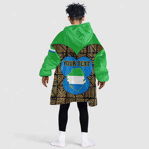 Sierra Leone Independence Day 2024 KId Wearable Blanket Hoodie Happy 63rd Anniversary African Pattern