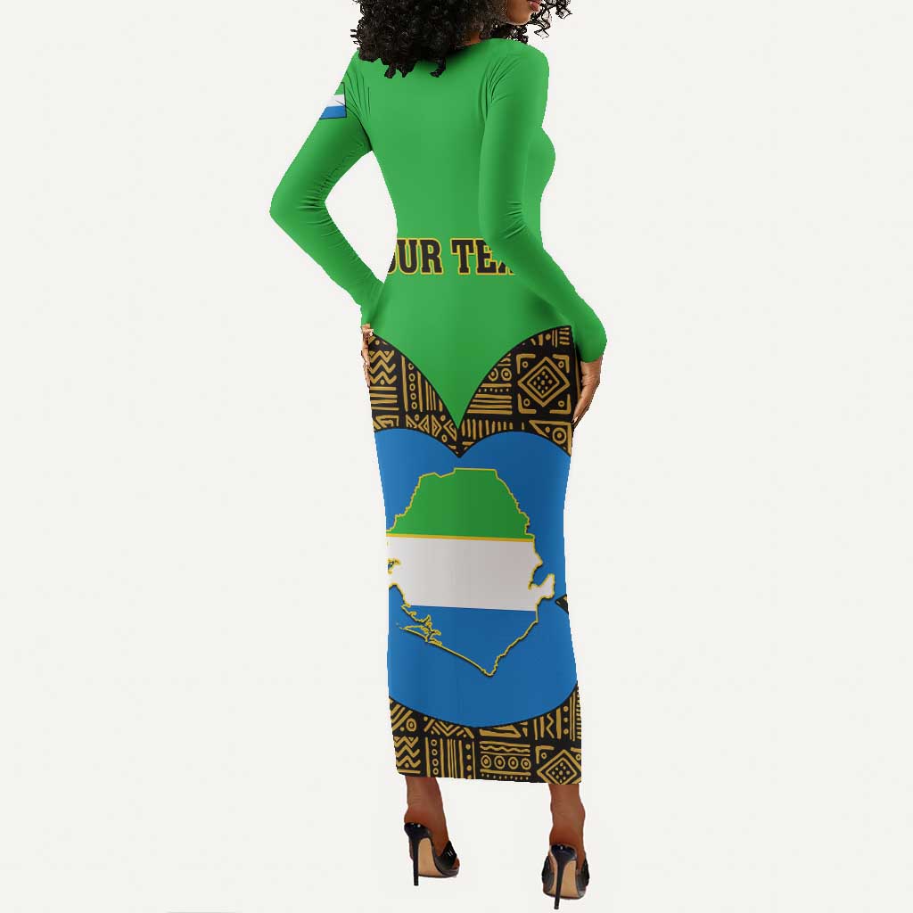 Sierra Leone Independence Day 2024 Long Sleeve Bodycon Dress Happy 63rd Anniversary African Pattern LT01