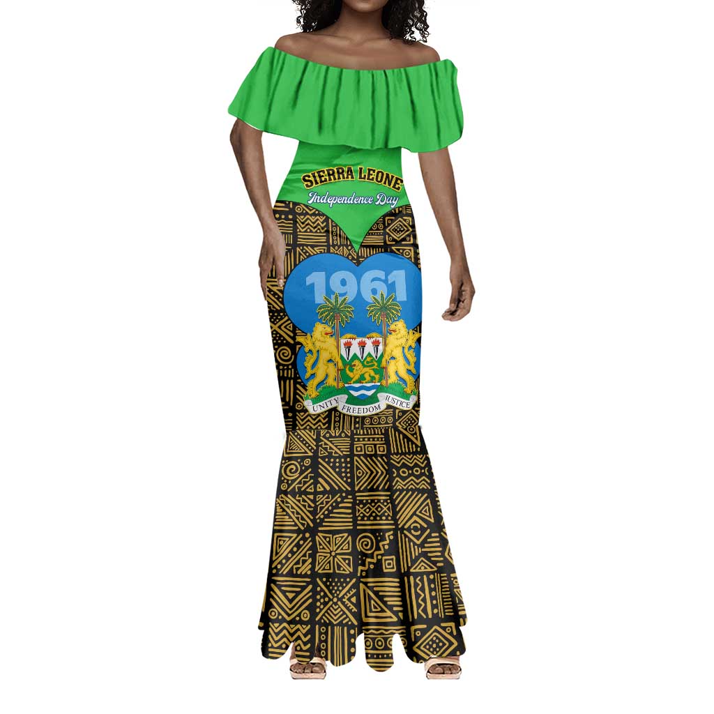 Sierra Leone Independence Day 2024 Mermaid Dress Happy 63rd Anniversary African Pattern