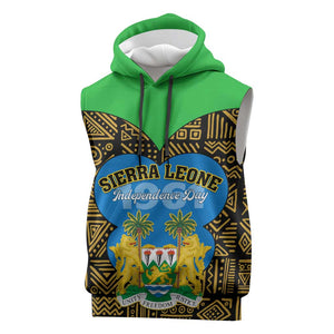 Sierra Leone Independence Day 2024 Sleeveless Hoodie Happy 63rd Anniversary African Pattern - African Pride