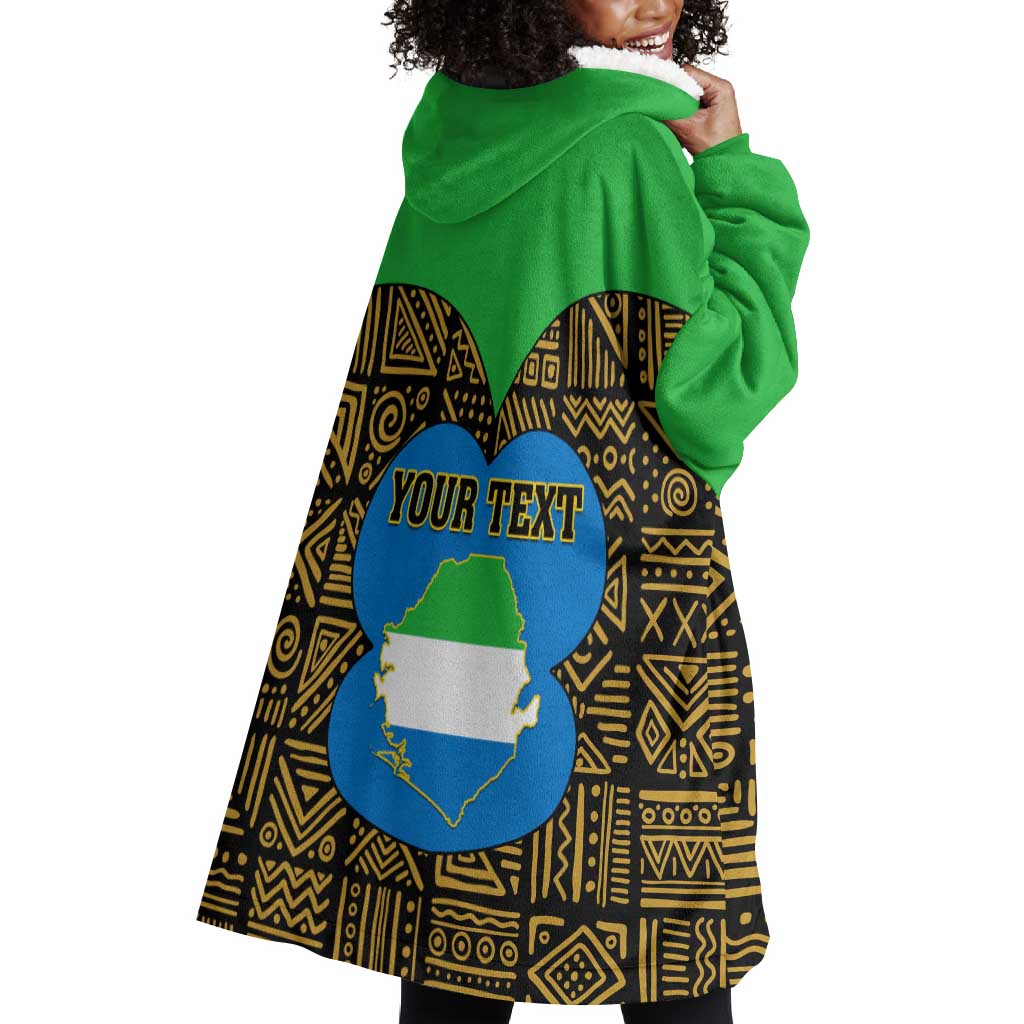 Sierra Leone Independence Day 2024 Wearable Blanket Hoodie Happy 63rd Anniversary African Pattern