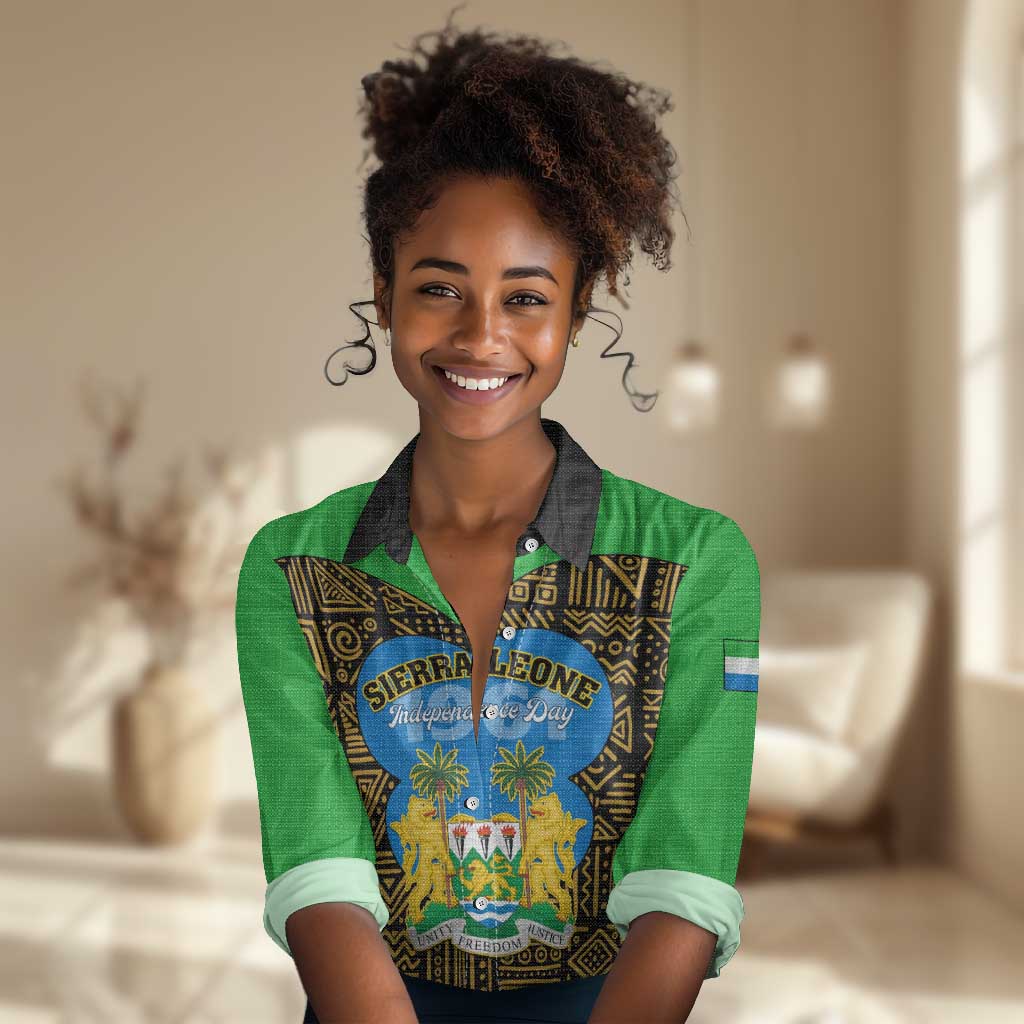 Sierra Leone Independence Day 2024 Women Casual Shirt Happy 63rd Anniversary African Pattern LT01