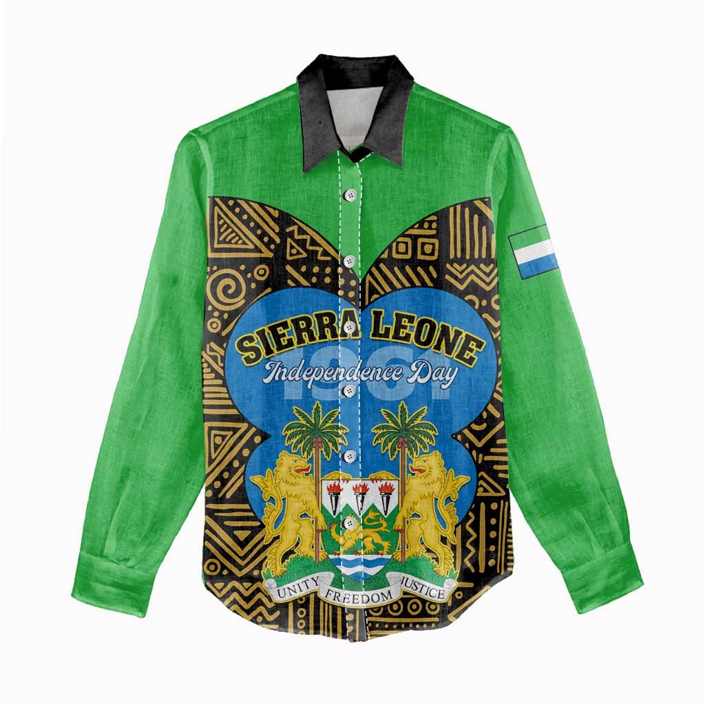 Sierra Leone Independence Day 2024 Women Casual Shirt Happy 63rd Anniversary African Pattern LT01