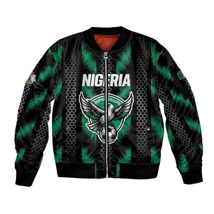 Custom Football Nigeria Sleeve Zip Bomber Jacket Soar Super Eagles
