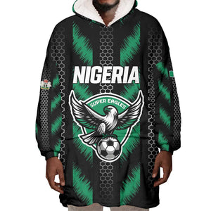 Custom Football Nigeria Wearable Blanket Hoodie Soar Super Eagles