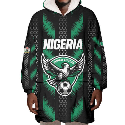 Custom Football Nigeria Wearable Blanket Hoodie Soar Super Eagles