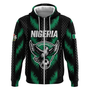 Custom Football Nigeria Zip Hoodie Soar Super Eagles