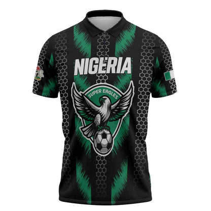 Custom Football Nigeria Zipper Polo Shirt Soar Super Eagles