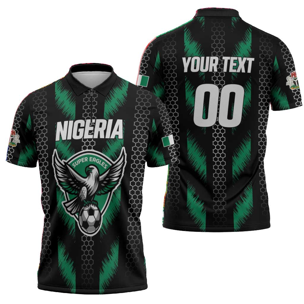 Custom Football Nigeria Zipper Polo Shirt Soar Super Eagles