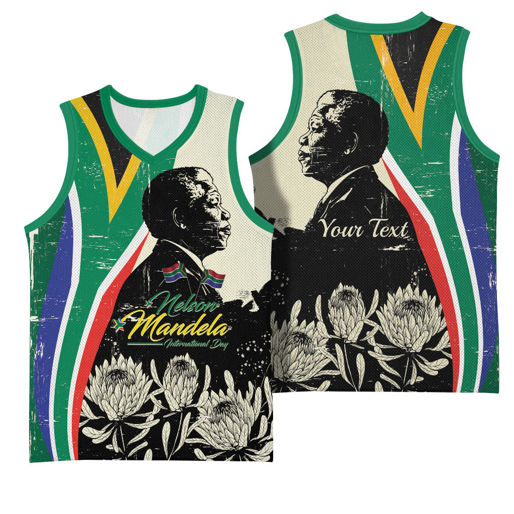 Personalized Nelson Mandela Day Basketball Jersey South Africa Vintage Stylized