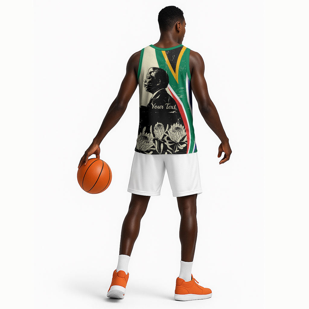 Personalized Nelson Mandela Day Basketball Jersey South Africa Vintage Stylized