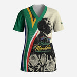 Personalized Nelson Mandela Day Scrub Top South Africa Vintage Stylized